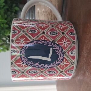 Anthropologie Jo Stoneware ‘L’ Floral Monogram Mug